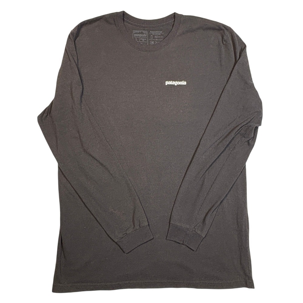 Patagonia Mens Responsibili-Tee Long Sleeve Shirt Black Large Fitz Roy Logo